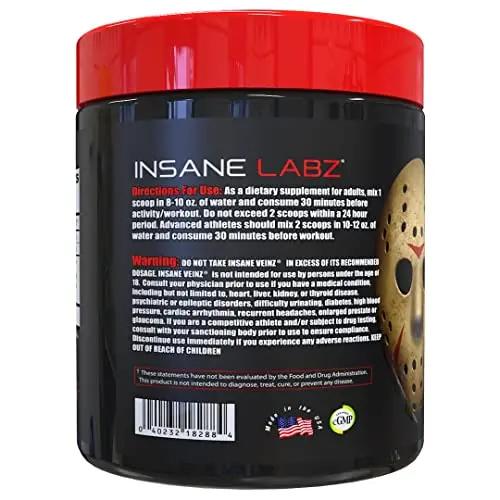 Insane Labz Insane Veinz Non Stimulant NO Enhancing Powder, Nitric Oxide Booster Insane Labz