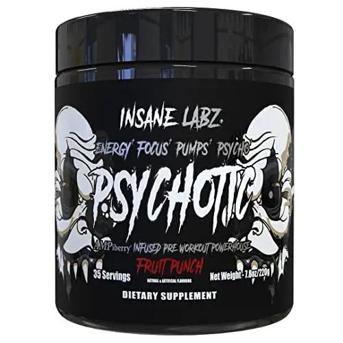 Insane Labz Psychotic Black Edition Mid Stimulant Pre Workout Powder, Energy Focus