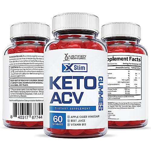 Justified Laboratories X Slim Keto ACV Gummies 1000MG Xslim Vegan Non GMO with Pomegranate Justified Laboratories