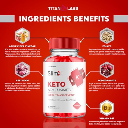 (3 Pack) SlimX Keto ACV Gummies, SlimX Keto ACV Advanced Weight Loss 1000MG Apple Titan Labs