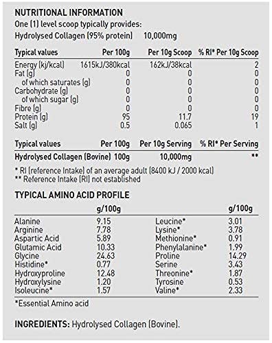 Hydrolysed Collagen Powder (Bovine) - High Protein Grass Fed Unflavoured Peptides The Intelligent Health