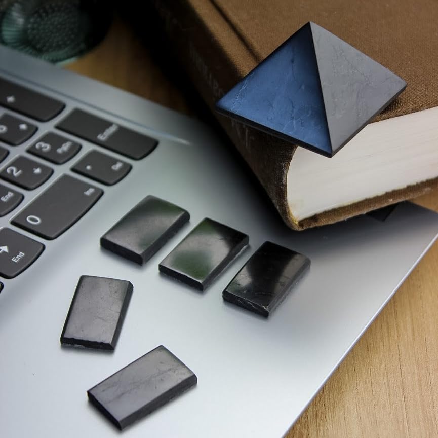 KARELIANMASTERS Shungite Stones Pyramid and Sticker for Phone Set - Crystal Healing Protection KARELIANMASTERS