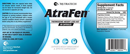 Atrafen Nutratech Powerful Fat Burner and Appetite Suppressant Diet Pill System Atrafen