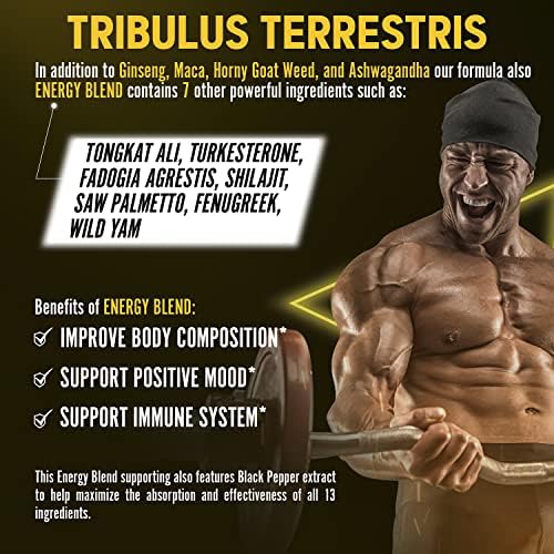 13in1 Tribulus Terrestris Capsules - 16000mg Per Serving with Maca, Horny Goat Weed Zolotus
