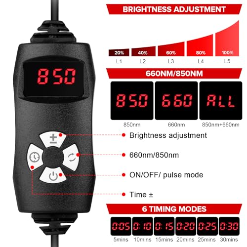 Yofalo 660nm LED Red Light and 850nm Near Infrared Red Light Therapy Belt Device for Body Pain Waist yofalo