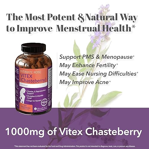 Vitex Chasteberry Supplement for Women - 100% All-Natural PMS & Menopause Support Supplement Intimate Rose