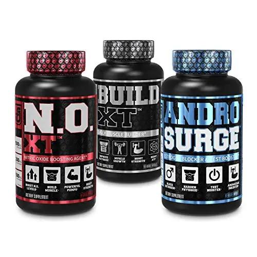 Jacked Factory N.O. XT Nitric Oxide Supplement, Build-XT Muscle Builder, & Androsurge