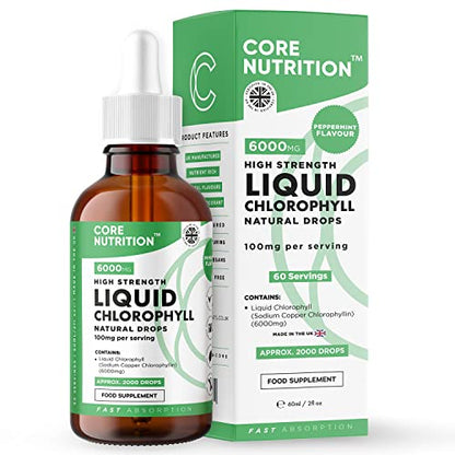 Core Nutrition Liquid Chlorophyll Drops for Water - 2 Fl. Oz for 60 Servings - 2 Month Supply