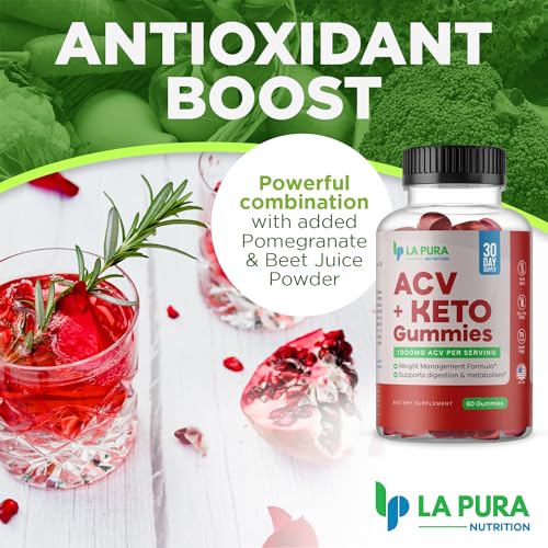 LaPura ACV 1000 mg + Keto Gummies for Weight Loss, 60 Gummies - 1000 mg Apple Cider LaPura