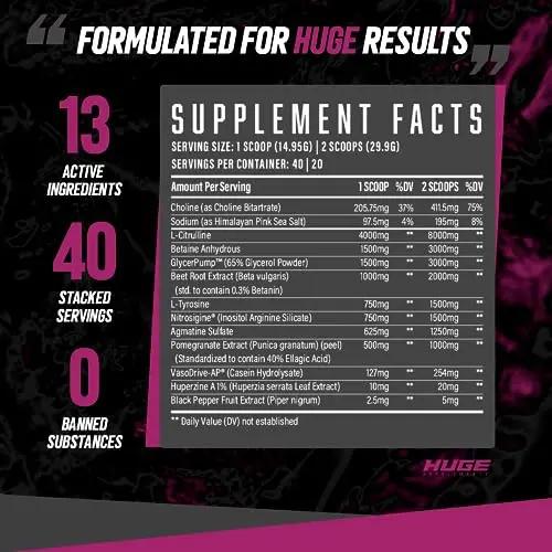 Huge Supplements Pump Serum, Stim Free Pre Workout and Nitric Oxide Booster Huge Supplements
