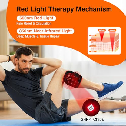 Cordless Red Light Therapy for Knee, Infrared Light Therapy Devices for Knee Pain Relief, Meniscus Injury
