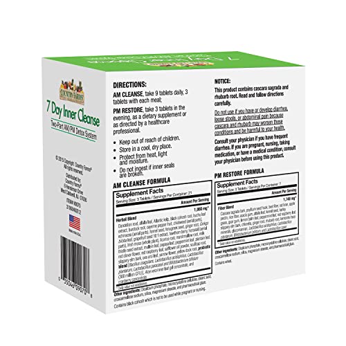 COUNTRY FARMS 7 Day Inner Cleanse, AM/PM Detox System, Detoxifying Herbs COUNTRY FARMS