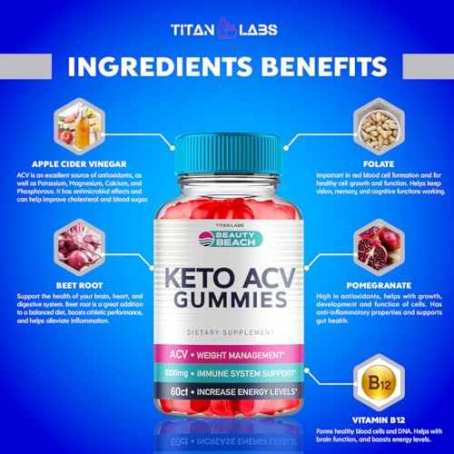 (5 Pack) Beauty Beach Keto ACV Gummies, Beauty Beach Keto ACV Gummies Advanced Titan Labs