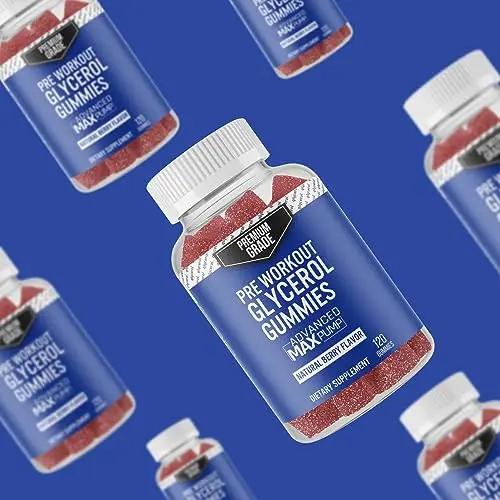 VitaPatch Premium Grade Glycerol Gummies Stim Free Pre Workout - Intense Pump Supplement - Glycerol Monostearate Formula - Hydrating Pre-Workout Gummy Formula - Caffeine Free - 120 Gummies