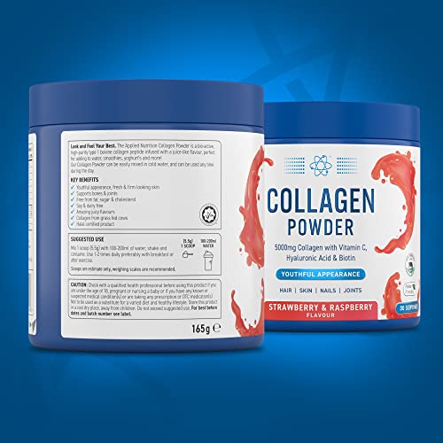 Applied Nutrition Collagen Powder - Strawberry & Raspberry Flavour - 5000mg Hydrolysed Bovine Flavoured Collagen Applied Nutrition