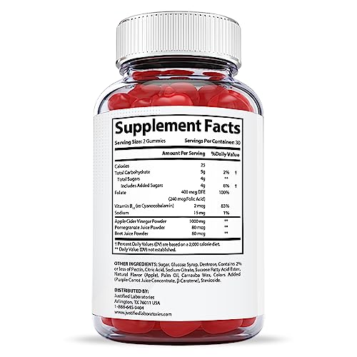 Justified Laboratories X Slim Keto ACV Gummies 1000MG Xslim Vegan Non GMO with Pomegranate Justified Laboratories