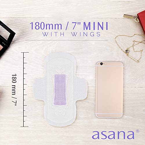 Asana Natural Teen Period Pads Combo Pack (Mini, Mini Long, Liner, and Women Reg - Chlorine Free Asana