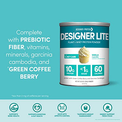 Designer Wellness, Designer Lite, Low Calorie Natural Protein, Prebiotic Fiber, Key Vitamins Designer Protein
