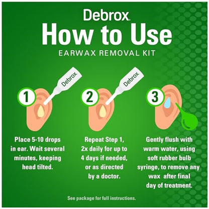 Debrox Ear Wax Removal Kit, Ear Cleaning Kit Includes Rubber Bulb Syringe