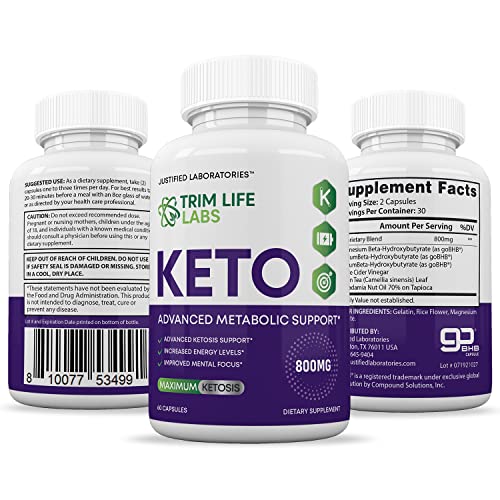 (5 Pack) Trim Life Labs Keto Pills Includes Apple Cider Vinegar Patented goBHB® Exogenou