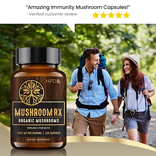 HPD Rx Mushroom Rx Organic Mushroom Extract Blend Max Immunity Dose, Lion’s Mane HPD Rx