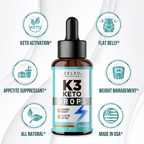 K3 Keto Drops for Weight Loss - Fat Burner & Metabolism Booster | Advanced Keto Carb ZELSO