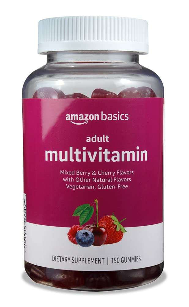 Amazon Basics Adult Multivitamin, 150 Gummies, 75-Day Supply, Mixed Berry Amazon Basics