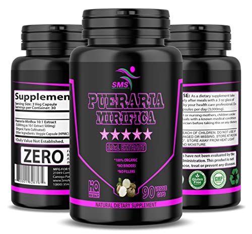 90 Caps Pueraria Mirifica 1000mg Pills - (10:1 Extract Equivalent to 10000mg) High Potency