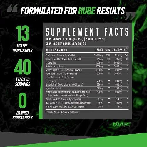 Huge Supplements Pump Serum, Stim Free Pre Workout and Nitric Oxide Booster to Enhance Huge Supplements