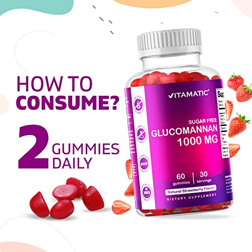 Vitamatic Sugar Free Glucomannan Gummies (Amorphophallus Konjac Root) - 1000mg per Vitamatic