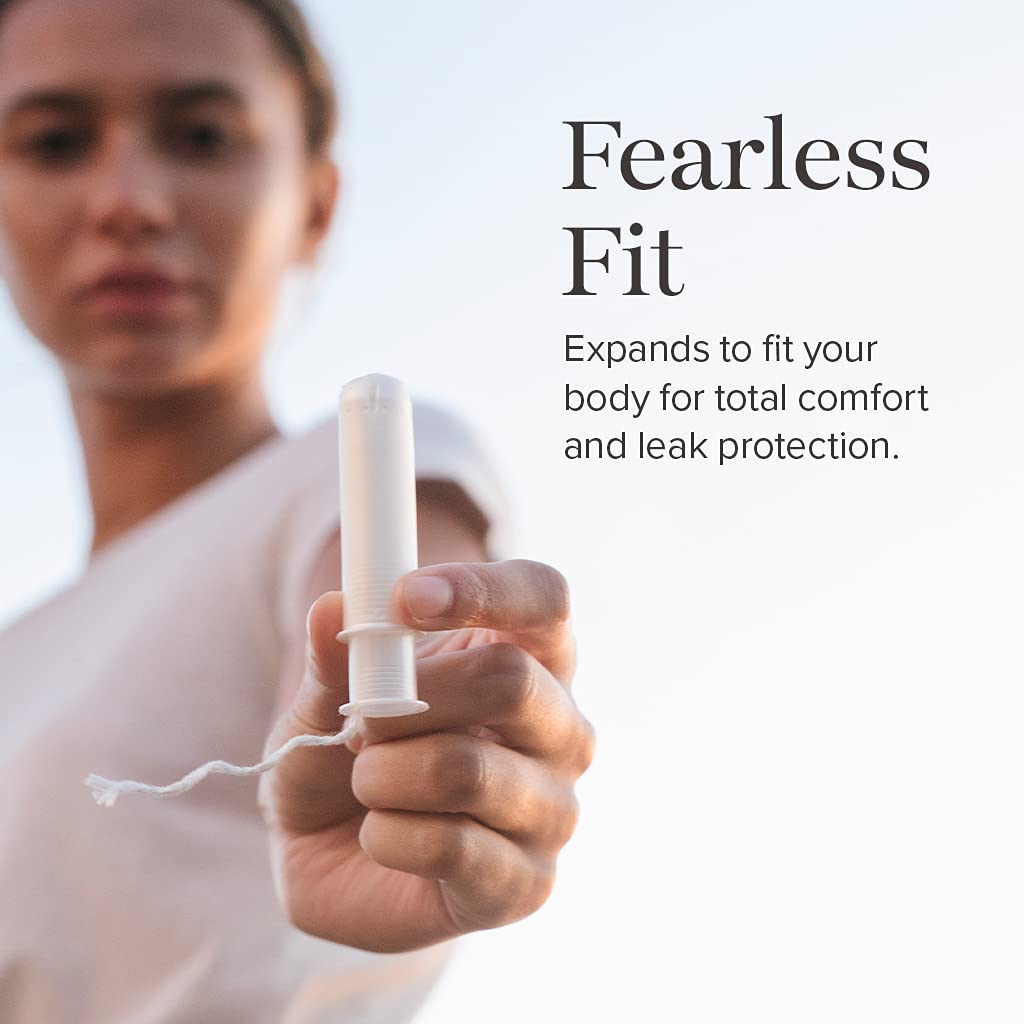 Cora Organic Applicator Tampons | Light Absorbency | 100% Cotton Core, Unscented, BPA-Free Compact