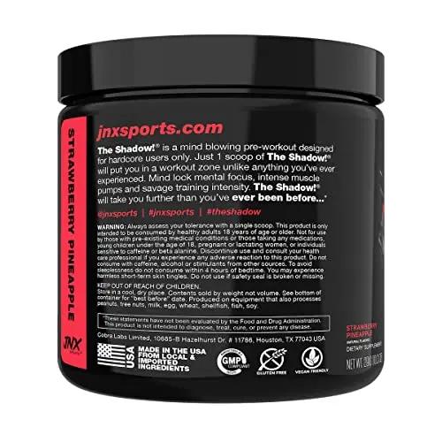 JNX SPORTS The Shadow! 350mg of Caffeine Hard Core Preworkout -Electric Energy, Mental Focus, Superhuman Strength, Men & Women - Strawberry Pineapple 30 Servings…
