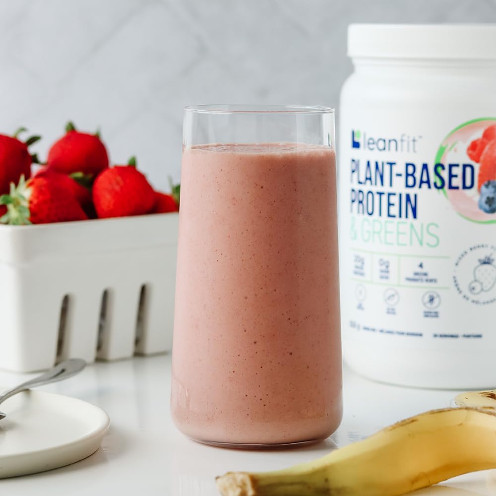 LeanFit Plant-Based Protein & Greens, Natural Berry, 20g Protein, 19 Servings, 1.25 Pound LeanFit