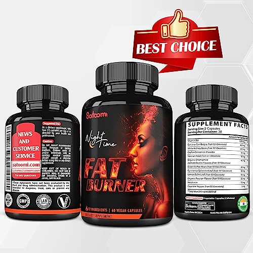12in1 Night Time Fat Burner for Women - VitaminD.3, Garcinia Cambogia, White Kidney Bean