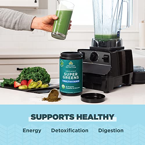 Ancient Nutrition Organic SuperGreens and Multivitamin Powder with Probiotics Ancient Nutrition