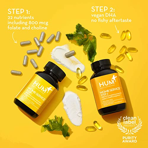 HUM Womb Service Prenatal & Postnatal Vitamins Combo Pack - OBGYN Formulated Vegan Prenatal HUM