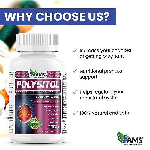 America Medic & Science PolySitol (90 Caplets) Natural PCOS Supplements for Women America Medic & Science