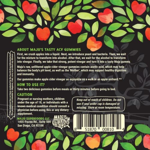 Apple Cider Vinegar Gummies with Mother - Weight Management & Detox - 2X Stronger Maju Superfoods
