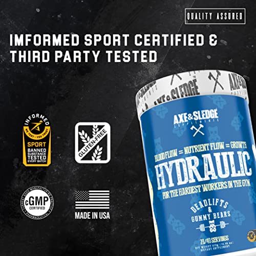 Axe & Sledge Supplements Hydraulic Stimulant-Free Pre-Workout Powder, ICEE Blue Axe & Sledge