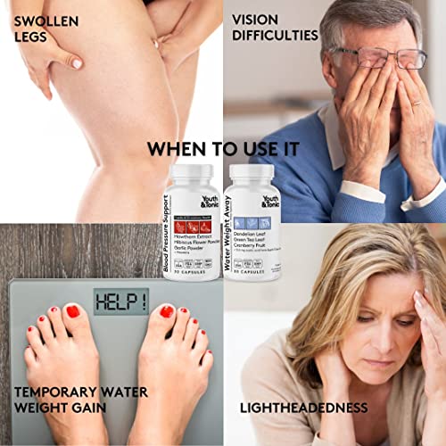 Youth & Tonic Daily Water Weight Away Pills and Blood Pressure Support Supplements/Natural Youth & Tonic