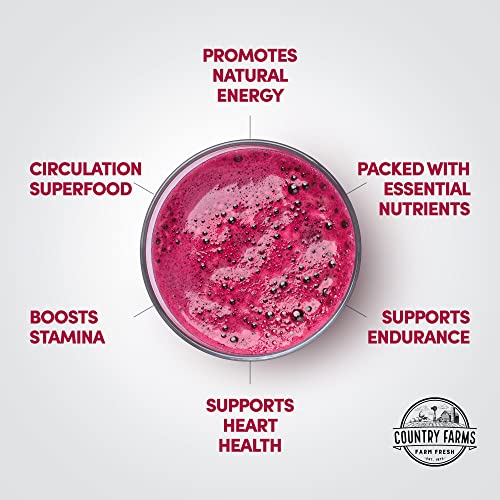 COUNTRY FARMS Bountiful Beets Powder, Wholefood Beet Extract Superfood, Natural Nitric Oxide Booster, Helps Support Healthy Circulation and Promote Energy, Natural Pump, Cherry Flavor, 60 Servings