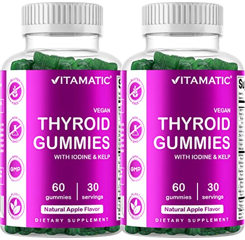Vitamatic 2 Pack Vegan Thyroid Support Gummies with Iodine & Kelp - 60 Count 