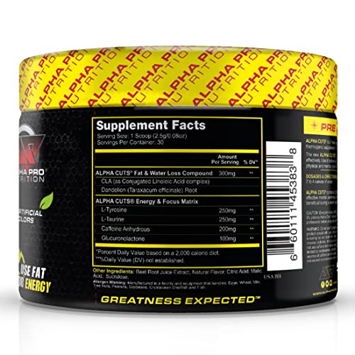 Alpha Pro Nutrition Alpha Cuts Fat Burner Thermogenic Men Women Pre Cardio Workout Alpha Pro Nutrition