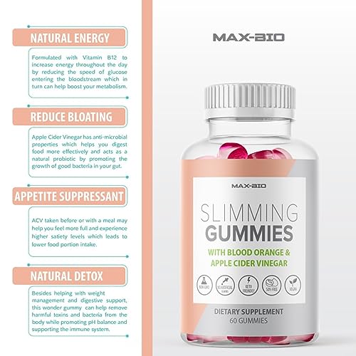 (Official 2 Pack) Slimming Gummies It Works with Apple Cider Vinegar and Sicilian Blood Orange Extract Max-Bio