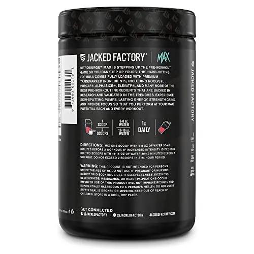 Jacked Factory Nitrosurge Max Nootropic Pre Workout Powder - Premium Pre Workout Jacked Factory
