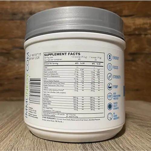 IMMUNEGY - PRE-Sport Performance Pre-Workout Formula (Blue Raspberry Delight). 45 Servings