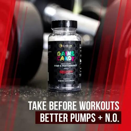 ALPHA LION Gains Candy, Supplement Pills for Muscle Pump & Blood Flow, Nitric Oxide ALPHA LION