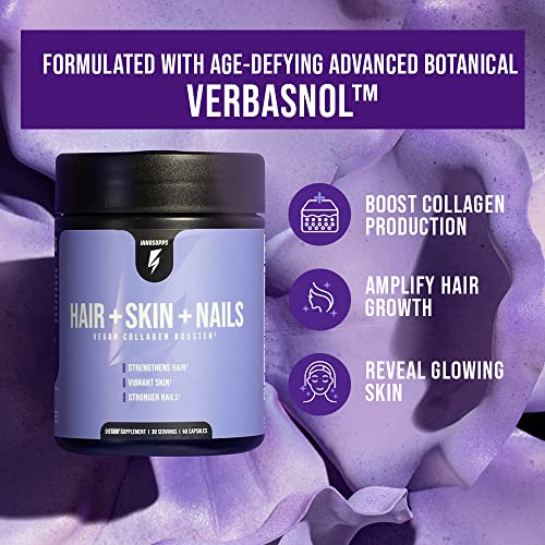InnoSupps Hair + Skin + Nails | Vegan Collagen Booster | Biotin, Verbasnol, B12, Horsetail 