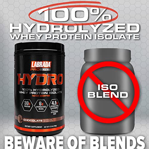 Labrada Hydro 100% Pure Hydrolyzed Whey Protein Isolate Powder, Lactose Free