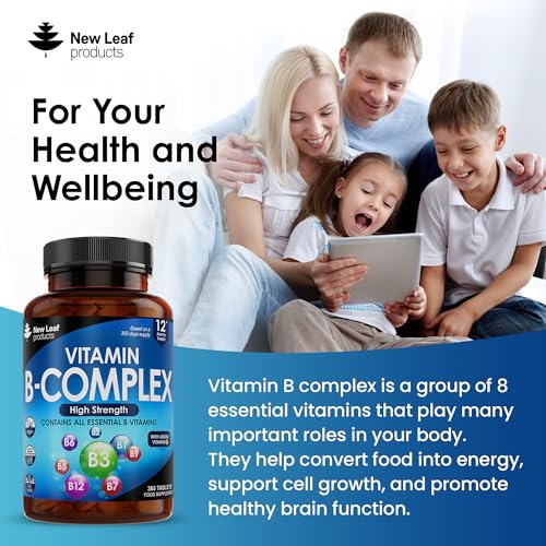 Vitamin B Complex - 365 Small Tablets (One Year Supply) High Strength All 8 B Vitamins NEW LEAF PRODUCTS